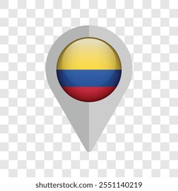 Pin mapa de navegação bandeira da Colômbia . Ilustração vetorial