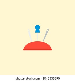 Pin with needle icon flat element. Vector illustration of pin with needle icon flat isolated on clean background for your web mobile app logo design.
