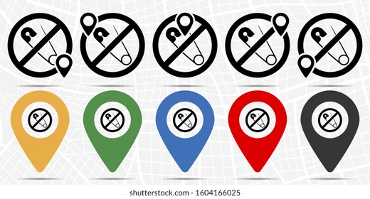 pin needle icon in location set. Simple glyph, flat illustration element of universal theme icons