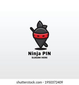 Pin ninja vector logo design. a unique, exclusive, elegant, professional, clean, simple, modern logo. It would be perfect for your company
