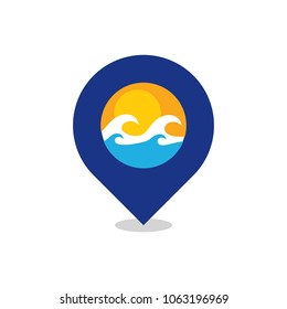Pin Ocean Logo Icon Design