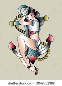 pin up old school navy
