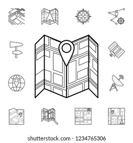 pin on the expanded map icon. Detailed set of navigation icons. Premium graphic design. One of the collection icons for websites, web design, mobile app