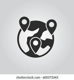 pin on globe icon