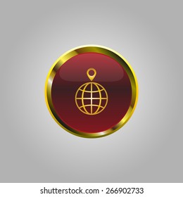 pin on globe icon button for a site with gold stroke
