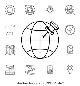 pin on the globe icon. Detailed set of navigation icons. Premium graphic design. One of the collection icons for websites, web design, mobile app