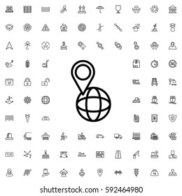 pin on globe icon illustration isolated vector sign symbol. Logistic icons vector set.