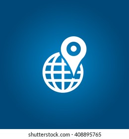 Pin on globe icon. Location icon
