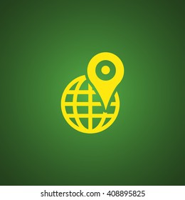 Pin on globe icon. Location icon