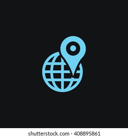 Pin on globe icon. Location icon