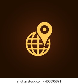 Pin on globe icon. Location icon
