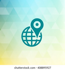 Pin on globe icon. Location icon