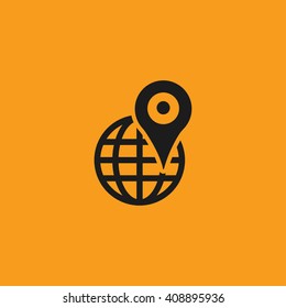Pin on globe icon. Location icon