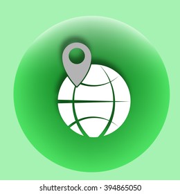 pin on globe icon vector illustration
