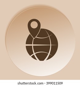 pin on globe icon vector illustration