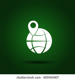 pin on globe icon vector illustration