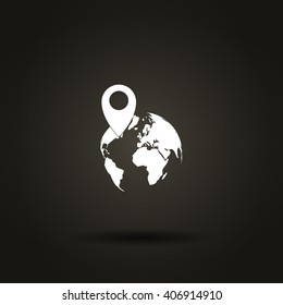 pin on globe icon vector illustration
