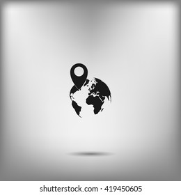 pin on globe icon vector illustration