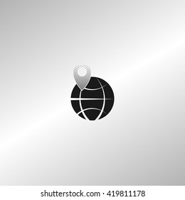 pin on globe icon vector illustration