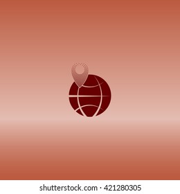 pin on globe icon vector illustration