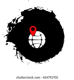 pin on globe icon vector illustration