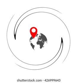pin on globe icon vector illustration