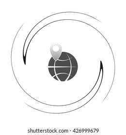 pin on globe icon vector illustration