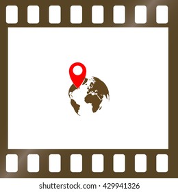 pin on globe icon vector illustration