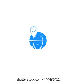 pin on globe icon vector illustration