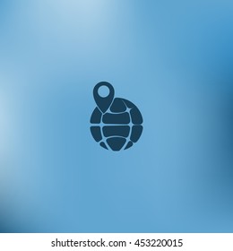 pin on globe icon vector illustration