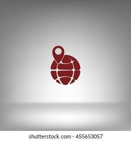 pin on globe icon vector illustration