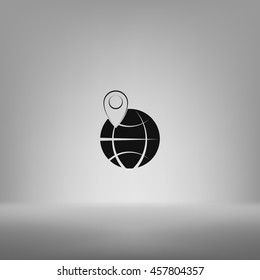 pin on globe icon vector illustration