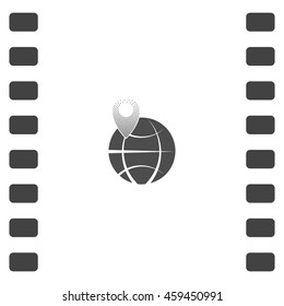 pin on globe icon vector illustration
