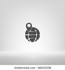 pin on globe icon vector illustration