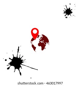 pin on globe icon vector illustration