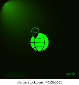 pin on globe icon vector illustration
