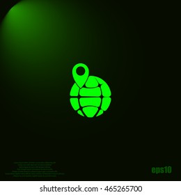 pin on globe icon vector illustration