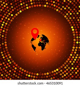 pin on globe icon vector illustration