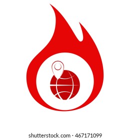 pin on globe icon vector illustration