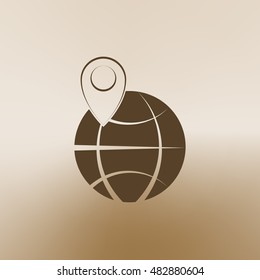 pin on globe icon vector illustration