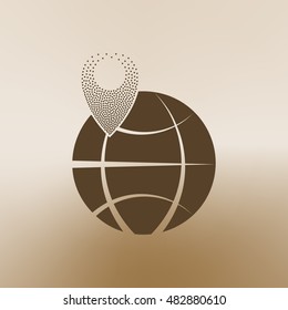 pin on globe icon vector illustration