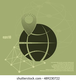 pin on globe icon vector illustration
