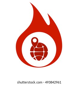 pin on globe icon vector illustration