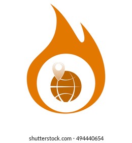 pin on globe icon vector illustration
