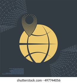 pin on globe icon vector illustration