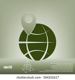 pin on globe icon vector illustration