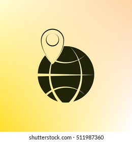 pin on globe icon vector illustration