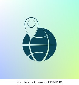pin on globe icon vector illustration