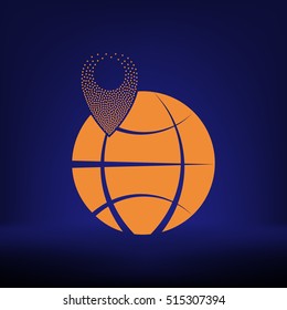 pin on globe icon vector illustration