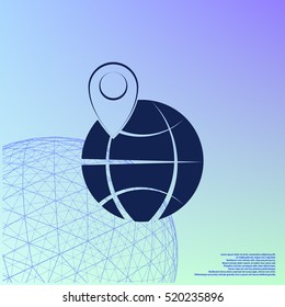 pin on globe icon vector illustration